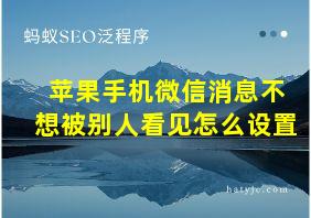 苹果手机微信消息不想被别人看见怎么设置