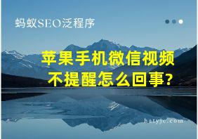 苹果手机微信视频不提醒怎么回事?