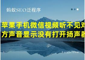 苹果手机微信视频听不见对方声音显示没有打开扬声器