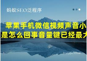 苹果手机微信视频声音小是怎么回事音量键已经最大