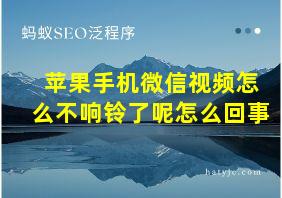 苹果手机微信视频怎么不响铃了呢怎么回事