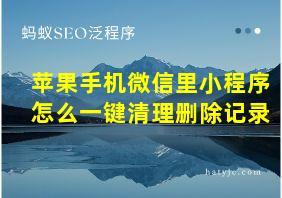 苹果手机微信里小程序怎么一键清理删除记录