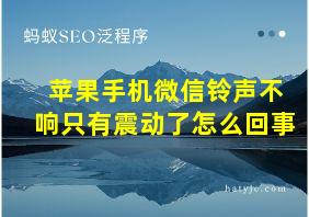 苹果手机微信铃声不响只有震动了怎么回事