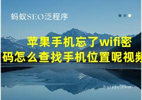 苹果手机忘了wifi密码怎么查找手机位置呢视频