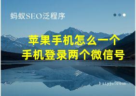 苹果手机怎么一个手机登录两个微信号