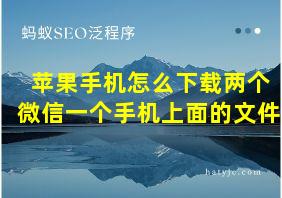 苹果手机怎么下载两个微信一个手机上面的文件