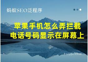 苹果手机怎么弄拦截电话号码显示在屏幕上