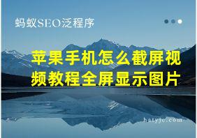 苹果手机怎么截屏视频教程全屏显示图片