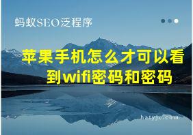 苹果手机怎么才可以看到wifi密码和密码