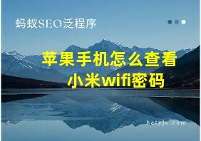 苹果手机怎么查看小米wifi密码