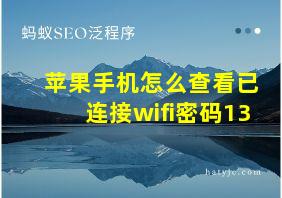 苹果手机怎么查看已连接wifi密码13