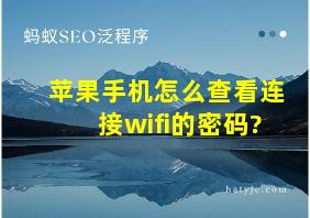 苹果手机怎么查看连接wifi的密码?