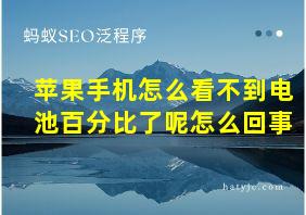 苹果手机怎么看不到电池百分比了呢怎么回事