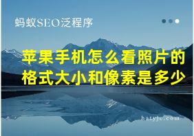 苹果手机怎么看照片的格式大小和像素是多少