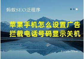 苹果手机怎么设置广告拦截电话号码显示关机