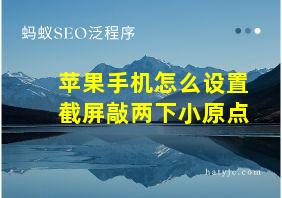 苹果手机怎么设置截屏敲两下小原点