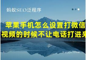 苹果手机怎么设置打微信视频的时候不让电话打进来