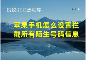 苹果手机怎么设置拦截所有陌生号码信息