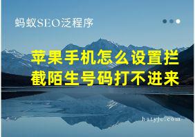 苹果手机怎么设置拦截陌生号码打不进来