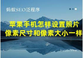 苹果手机怎样设置照片像素尺寸和像素大小一样