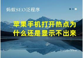 苹果手机打开热点为什么还是显示不出来