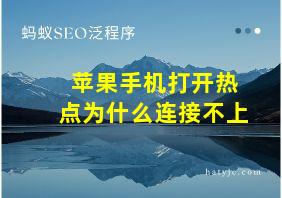 苹果手机打开热点为什么连接不上