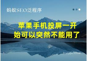 苹果手机投屏一开始可以突然不能用了