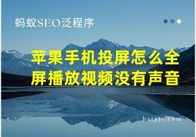 苹果手机投屏怎么全屏播放视频没有声音