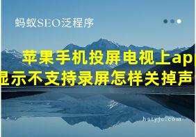 苹果手机投屏电视上app显示不支持录屏怎样关掉声音