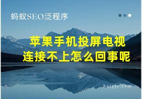 苹果手机投屏电视连接不上怎么回事呢