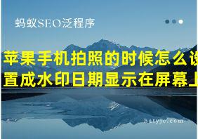 苹果手机拍照的时候怎么设置成水印日期显示在屏幕上