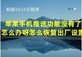 苹果手机推送功能没有了怎么办呀怎么恢复出厂设置