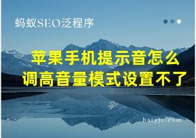 苹果手机提示音怎么调高音量模式设置不了