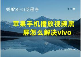 苹果手机播放视频黑屏怎么解决vivo