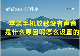 苹果手机放歌没有声音是什么原因呢怎么设置的