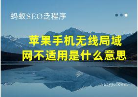 苹果手机无线局域网不适用是什么意思