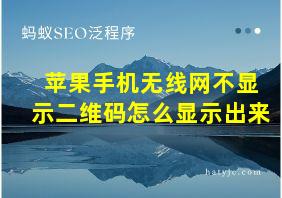 苹果手机无线网不显示二维码怎么显示出来