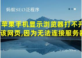 苹果手机显示浏览器打不开该网页,因为无法连接服务器