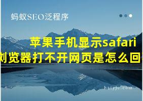 苹果手机显示safari浏览器打不开网页是怎么回事