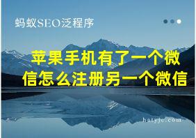 苹果手机有了一个微信怎么注册另一个微信