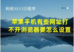 苹果手机有些网址打不开浏览器要怎么设置