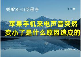 苹果手机来电声音突然变小了是什么原因造成的