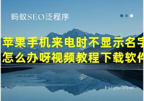 苹果手机来电时不显示名字怎么办呀视频教程下载软件