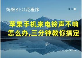 苹果手机来电铃声不响怎么办,三分钟教你搞定