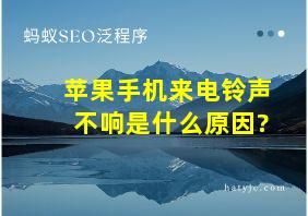 苹果手机来电铃声不响是什么原因?