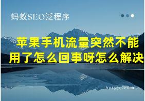 苹果手机流量突然不能用了怎么回事呀怎么解决