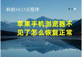 苹果手机浏览器不见了怎么恢复正常