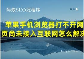 苹果手机浏览器打不开网页尚未接入互联网怎么解决