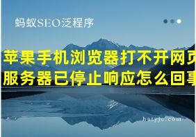 苹果手机浏览器打不开网页服务器已停止响应怎么回事