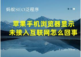 苹果手机浏览器显示未接入互联网怎么回事